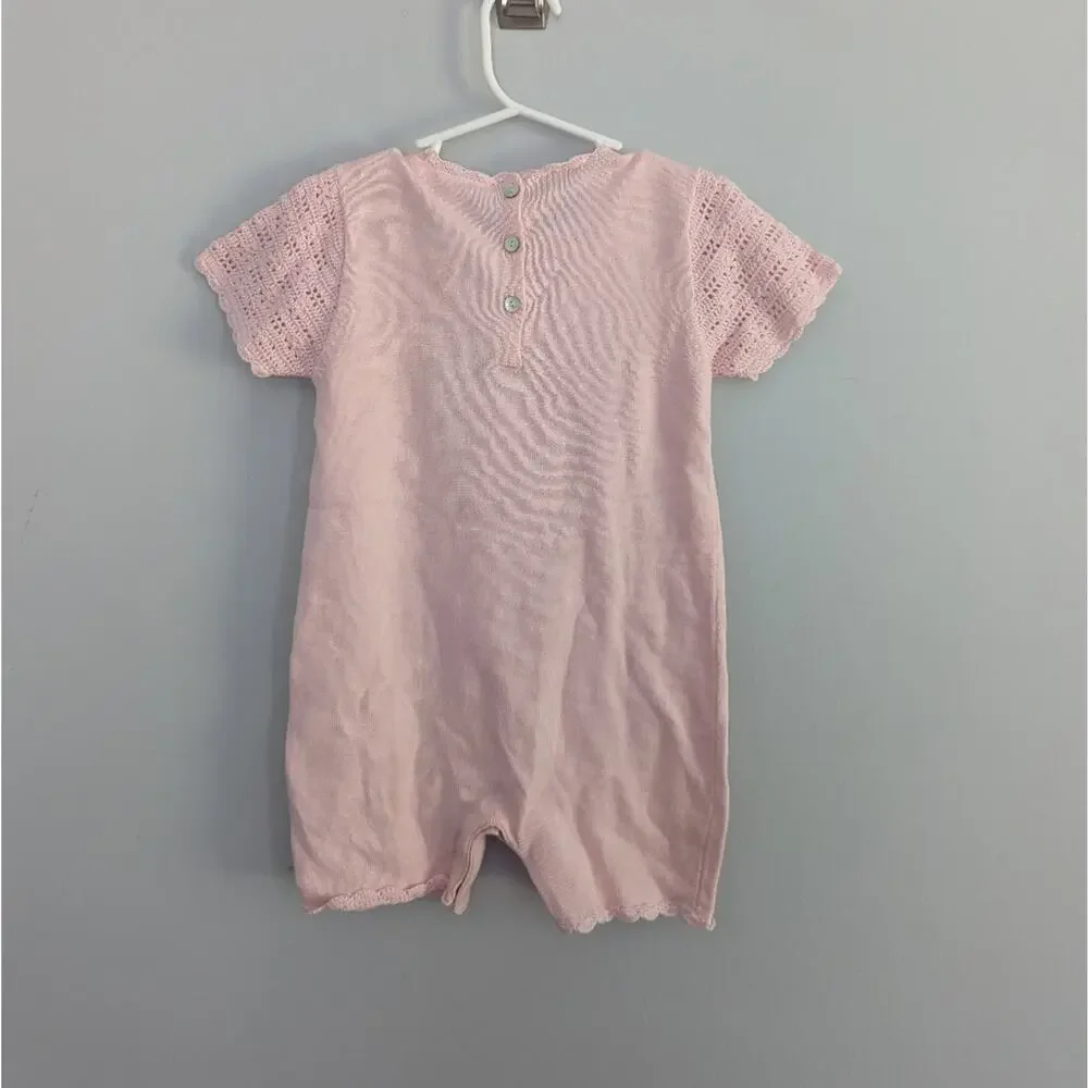 Vintage Girl's Piccino Piccina Light Pink Sweater Romeper 18 Months